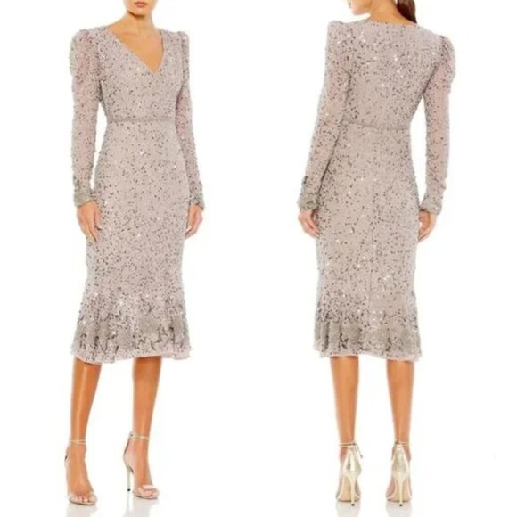 Mac Duggal 10740 Sequin Gown with Embellished Hemlin and Belt - Picture 1 of 16